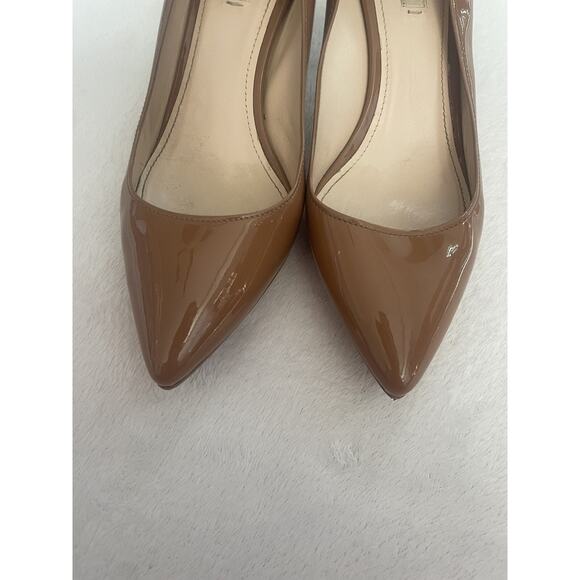 Prada Patent Platform Pumps High Heels Size 39 9 Pointed Toe Tan Nude Vintage - Picture 6 of 10